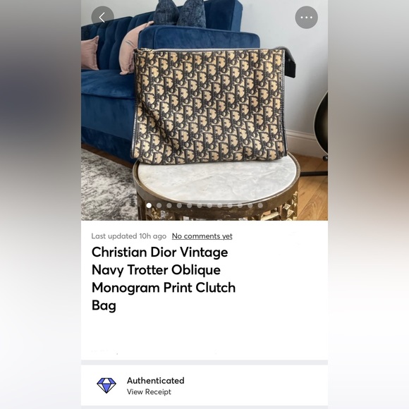 Christian Dior Vintage Navy Trotter Oblique Monogram Print Clutch Bag - Picture 16 of 16